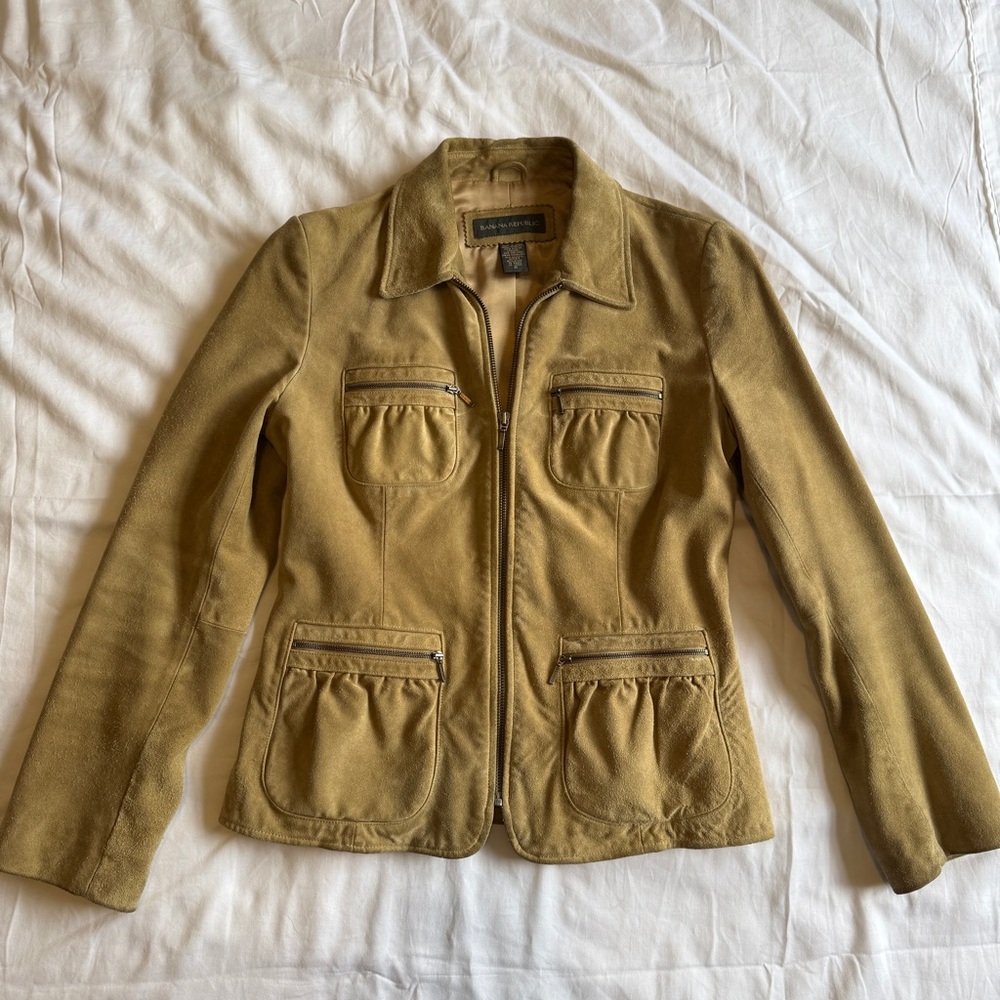 BANANA REPUBLIC Vintage Womens Suede Moto Jacket SIZE 8